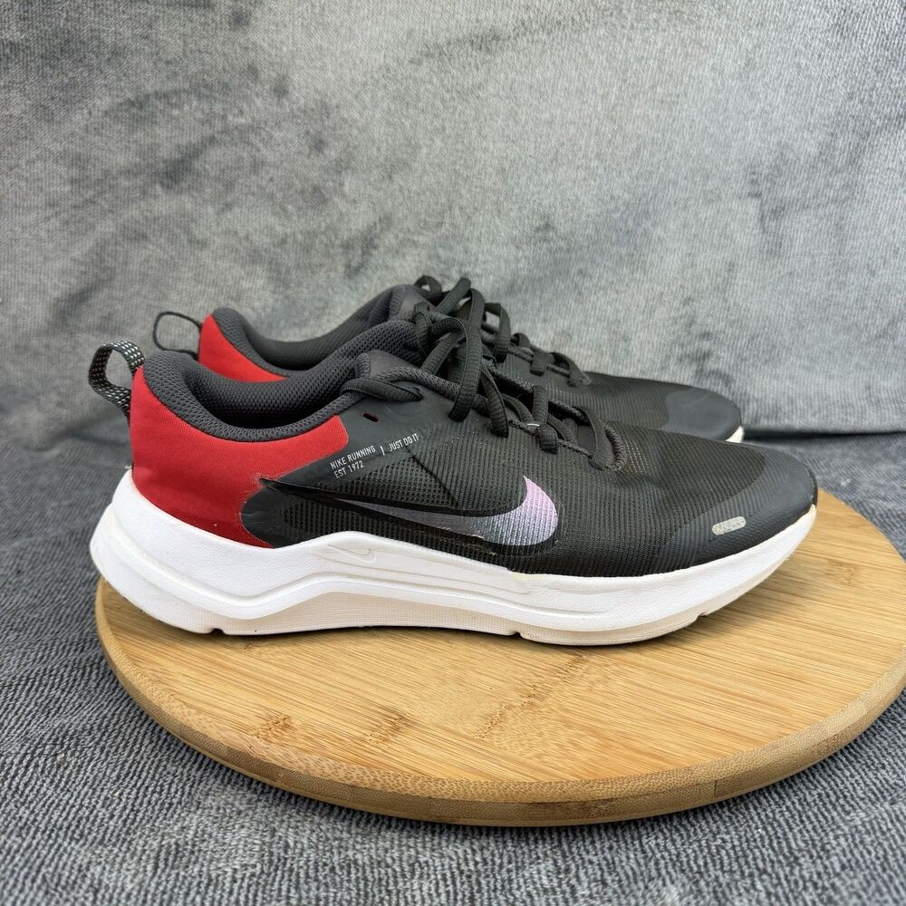 Nike Downshifter 12 Shoes Boys Size 6Y Black Red Mesh Running Sneaker DM4194-001